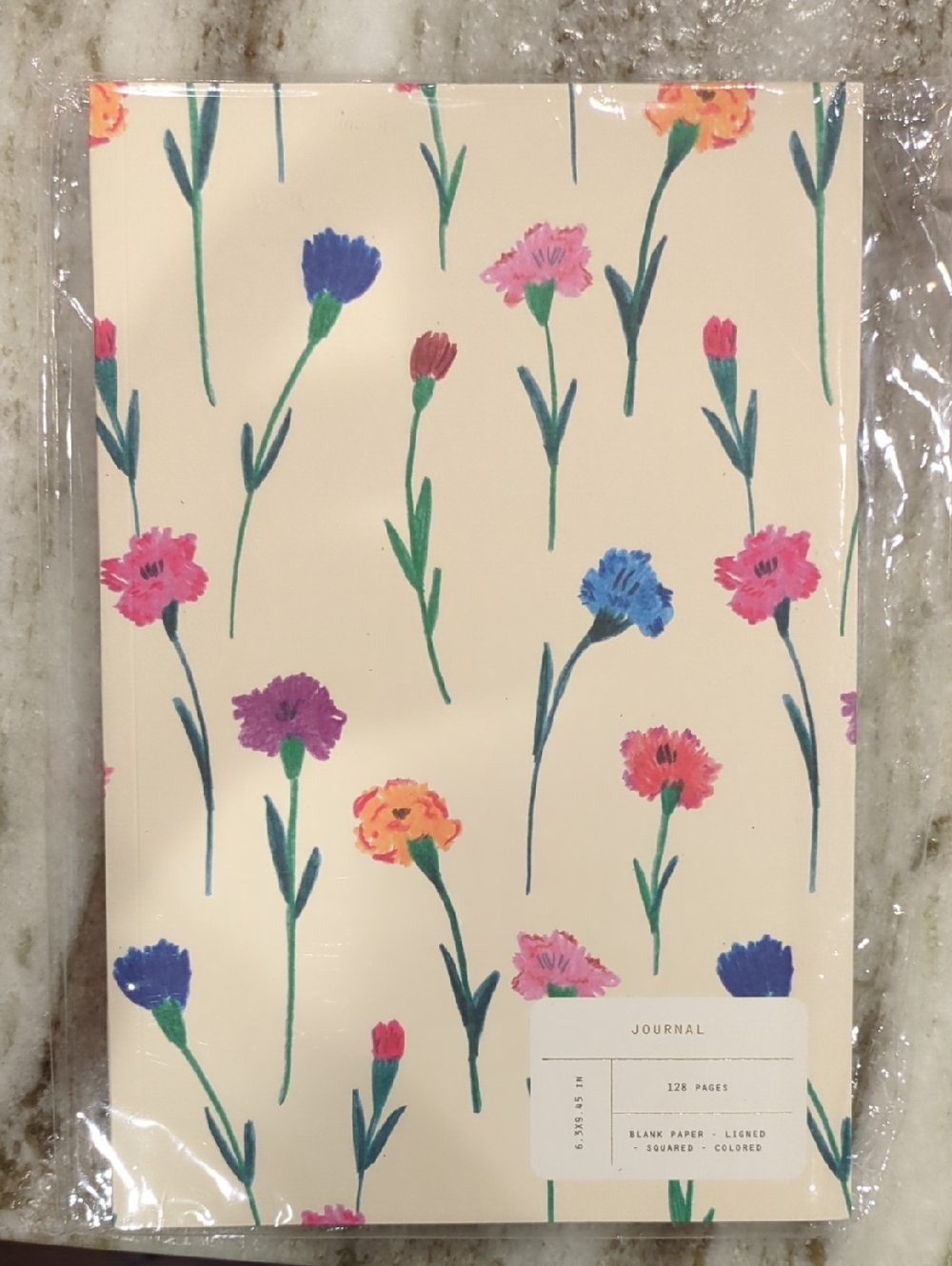 Floral Stem Journal - Cream Background with Multicolor Flowers